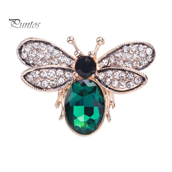 Cute Rhinestones Faux Gem Brooch Pin Bee Shape Suit Lapel Shawl Scarf Badge Wear-resistant Faux Silk Buckle Fashion Accessories