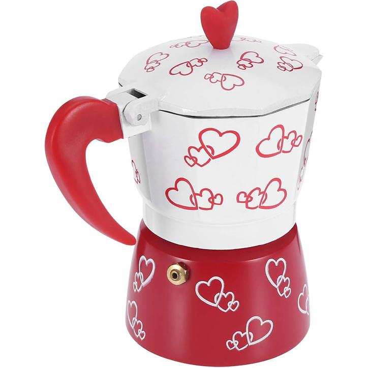 Stovetop Espresso Maker Moka Pot Classic Italian Style Coffee Maker Aluminum for Great Flavored Strong Espresso Delicious Coffee(Red Heart Large)