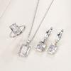 925 Sterling Silver  Elegant Jewelry Sets Ring Earrings Necklace for Women Rectangle Geometry Zircon Wedding Accessories