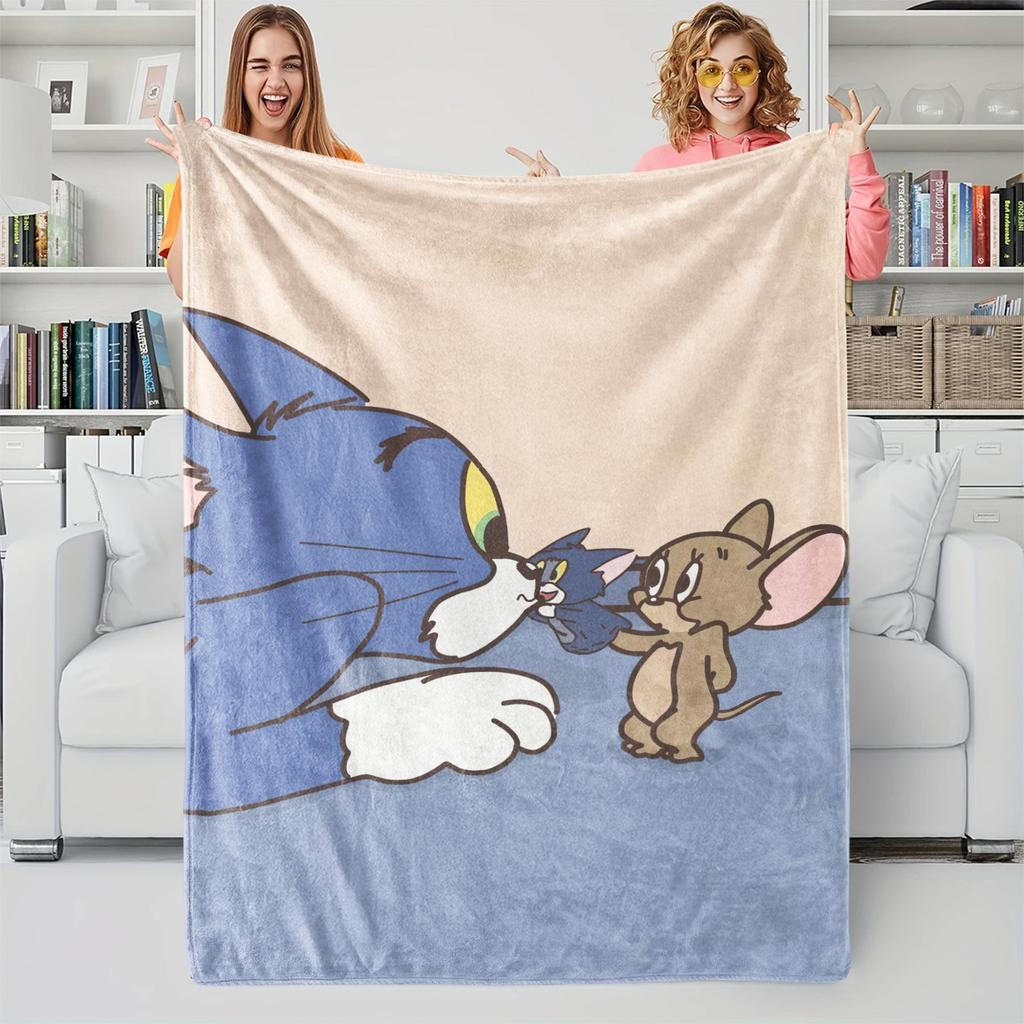 Coperta Classica Tom & Jerry Cartone Animato Tom e Jerry Stampata Flanella Plaid per Casa Tempo Libero Campeggio Viaggio Regalo di Festa per Bambini