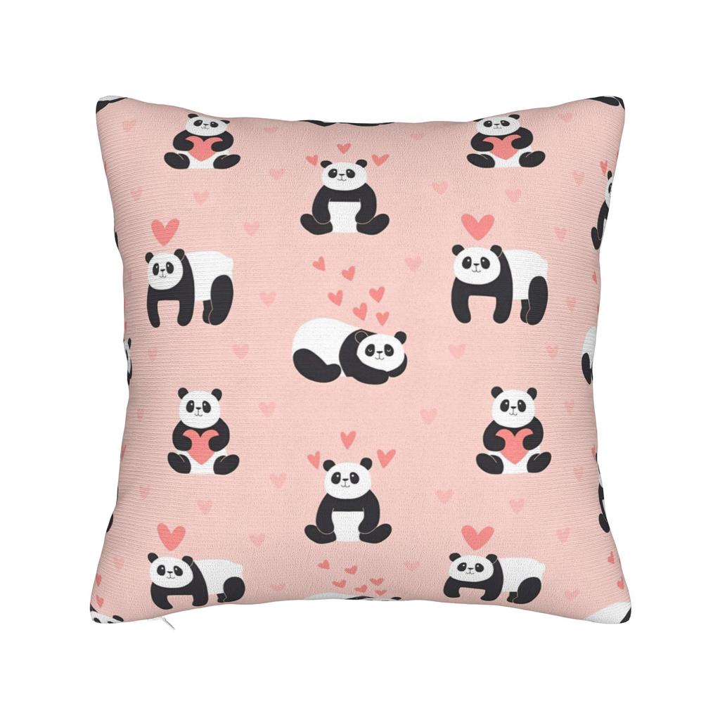 Sushi Panda Square Pillow Case Food Cushion Cover Vintage Polyester Decorative Throw Pillow Case Cover For Home 40*40Cm