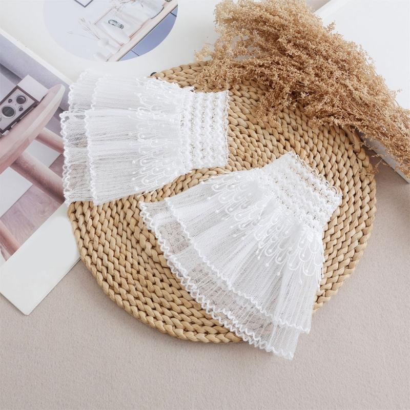 Embroidery Lace Flower Arm Sleeves Comfortable Armwear Wrist Cuffs Decorative Sleeves for Women Casual Formal Occasion