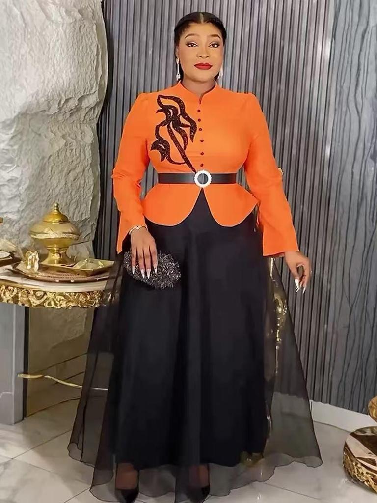Miyake Pleats Plus Size Irregular Top & Elegant Skirt Set