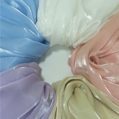 100x150cm Solid Color Chiffon Organza Fabric Sequin By Meter for Wedding Dress Dance Skirt Sewing Polyester Textile Soft Cloth