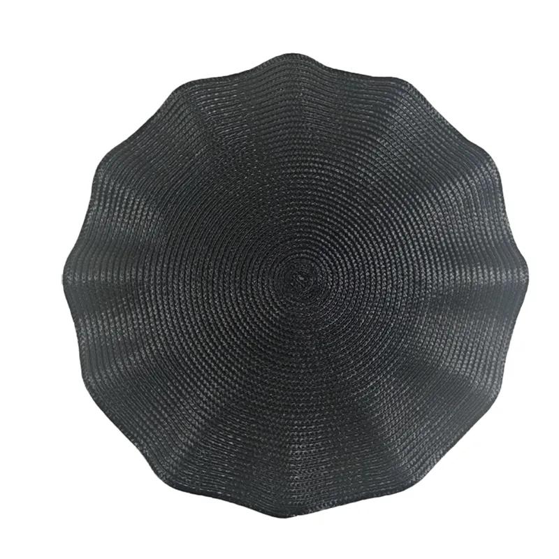 Kulaté pletené prostírání s vlnitým okrajem, izolační podložka proti opaření na jídelní stoly, tkané, pratelné, protiskluzové podložky na stůl YLE094