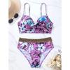S - XL Underwired Printed High Waist Bikini Female Swimsuit Women Swimwear Two-pieces Bikini Set Bather Bathing Suit Swim