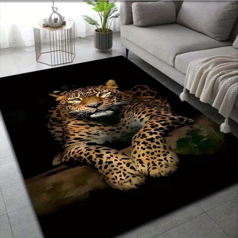 Realistic Animal Print Living Room Rug, Stain-Resistant and Machine-Washable Rug for Sofas and Coffee Tables, Home Decor