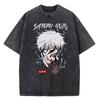 Anime Jujutsu Kaisen Gojo Satoru T-Shirts Gewaschen Herren Damen Baumwolle Harajuku T-Shirts Hohe Qualität Retro für Herren Damen Oberteile Tees