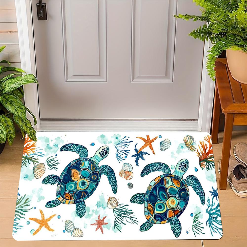 Sea Turtles Printed Kitchen Carpet Living Room Dining Room Laundry Floor Mat Bath Balcony Hallway Non-Slip Door Mat