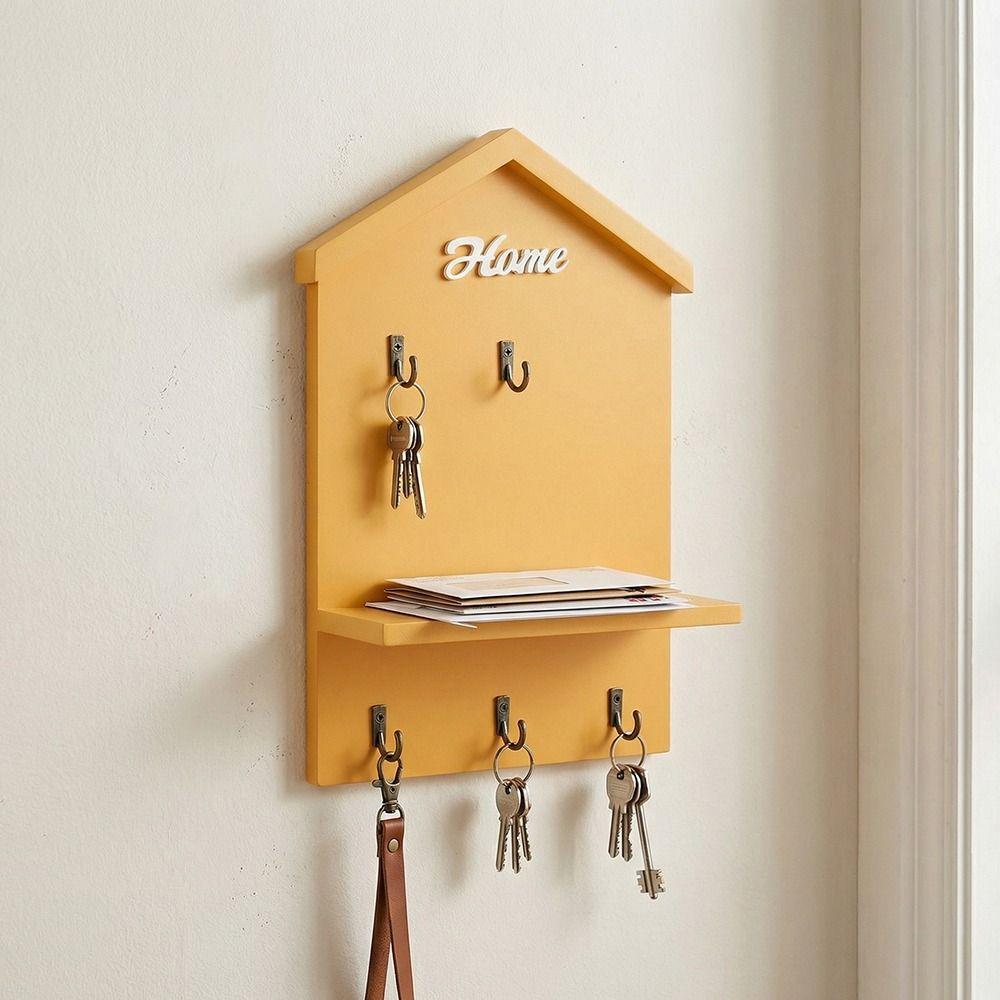 5 Hooks Doorway Storage Rack Handmade Hanging Key Holder Creative Keys Organizer Apartment