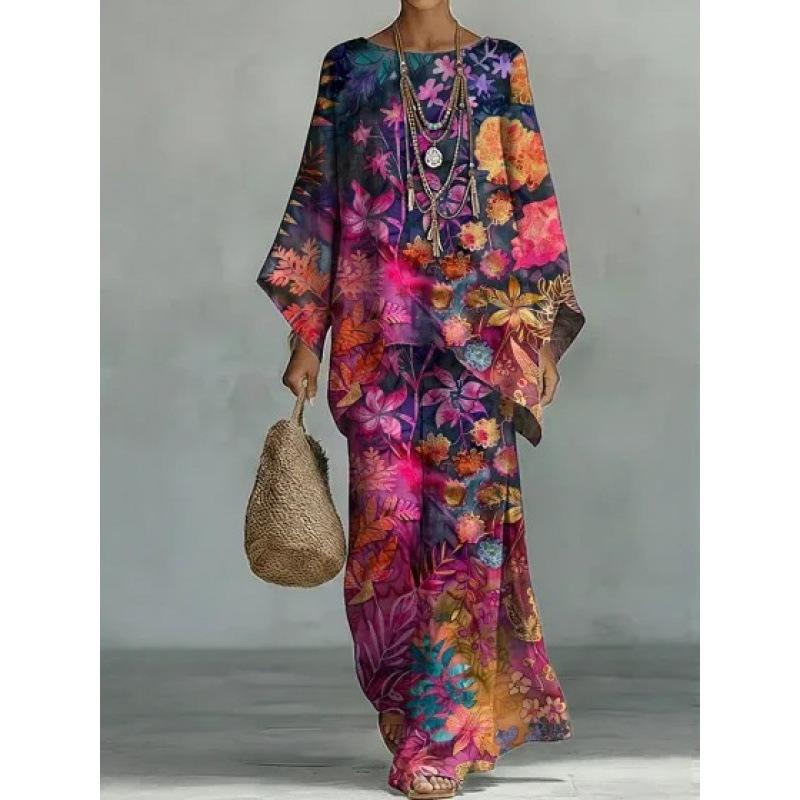 Y116 Summer Loose Bat Sleeve Top Wide Leg Pants Two-piece Women's Clothing European and American Fashion Suit