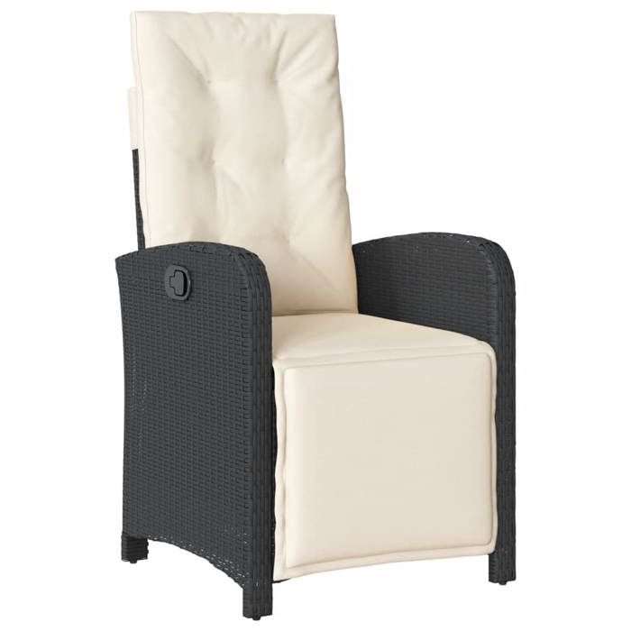 VidaXL Ensemble de Bistro avec Coussins 3 pcs, Chaises et Table de Patio, Meubles de Terrasse Arrière-cour Extérieur, Noir 3212514