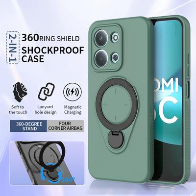 Funda de teléfono con soporte magnético giratorio de 360° para Redmi 15C 4G 5G Redmi 15 Note 15 Funda protectora blindada a prueba de golpes con carga inalámbrica