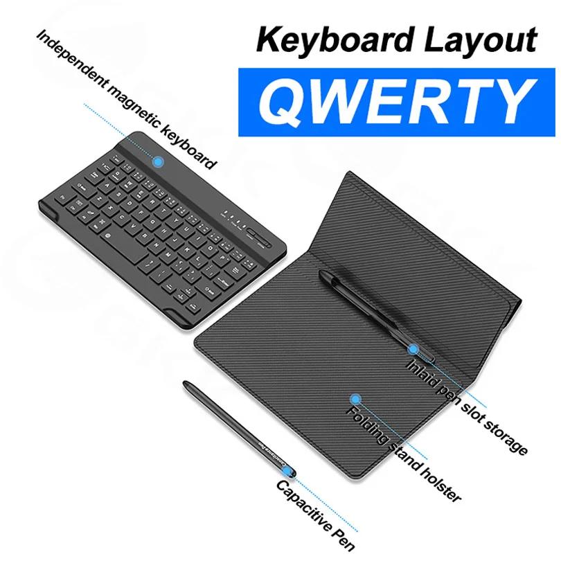 PU Leather Wireless Keyboard Fold Case For Samsung Galaxy Fold 5 4 3 2 Magnetic Fold Stand Cover Keyboard With Mouse Stylus Pen