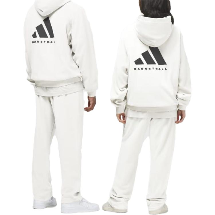 Adidas Originals Trefoil Basketball Ch. 02 LS Hoodie with Logo Print Unisex Hoodies White IA3457