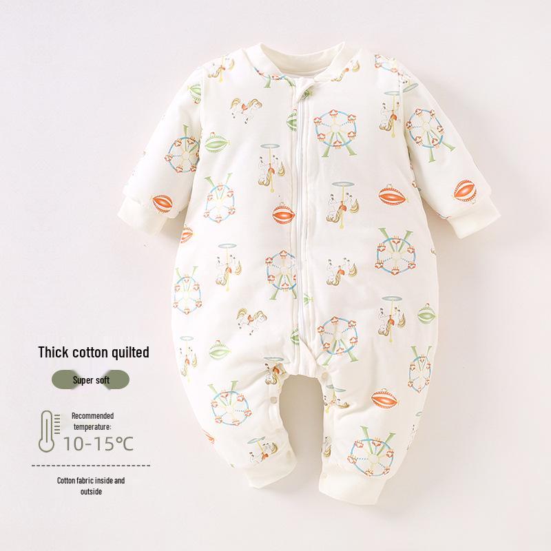 Infant Anti-Kick Sleeping Bag with Zipper - 120g Cotton, Thickened, Split Leg Design