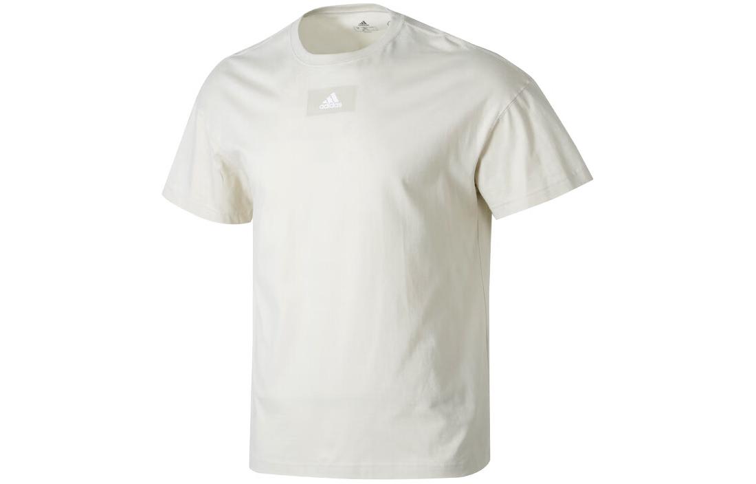 

Adidas T Shirts Men s Ecru Crew Neck Moderate Straight Fit HK2856 2XL