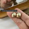 A.MU Little Magic Bean French Retro Gold Frosted Matte Stud Earrings Clips for Women