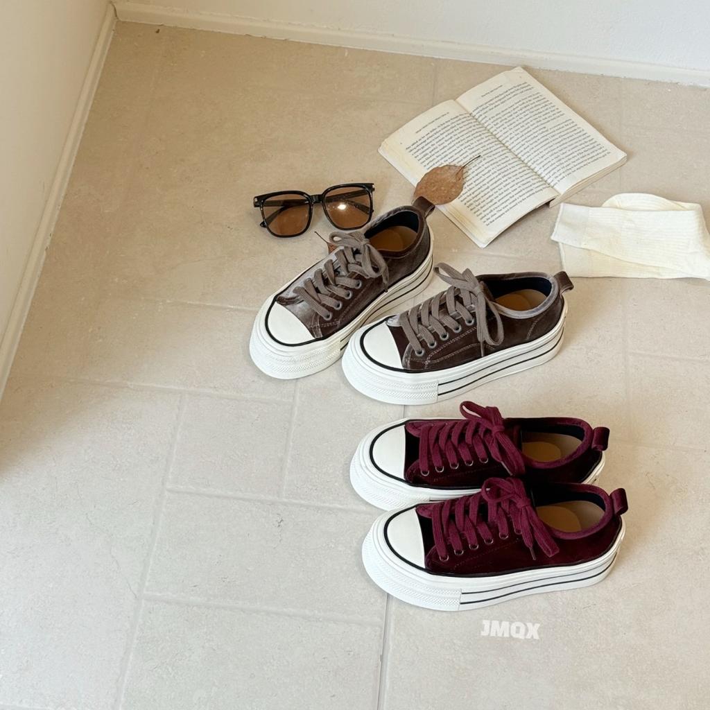 Leather Retro Thick-soled Heightening Casual Shoes Women's 2025 Autumn New Versatile Sports Niche Anti-skid Trend Lightweight