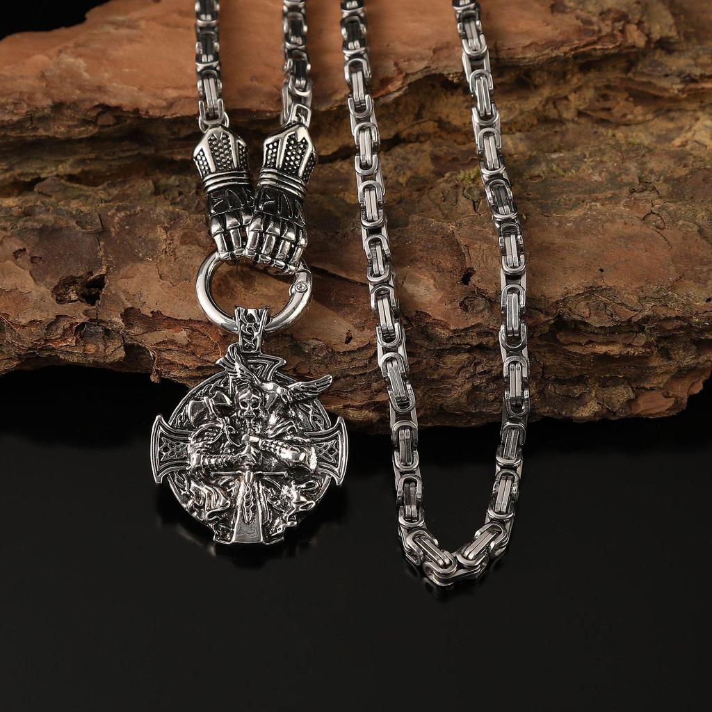 Ayı Pençesi ve Kurt Yüzü Tasarımlı Viking Savaşçısı Kolye Ucu