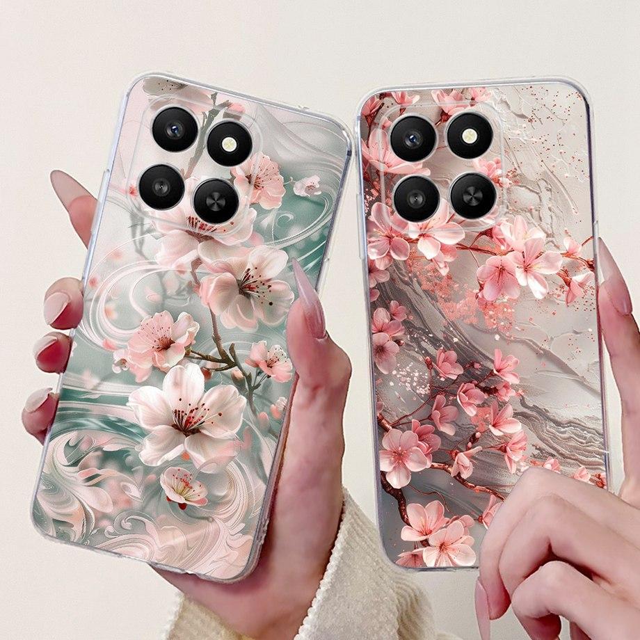 Weiche dünne transparente Silikonhülle für Huawei Honor 400 Smart Funda Honor X7D Katze Rose Blume Drache Mode Stoßfester Stoßfänger