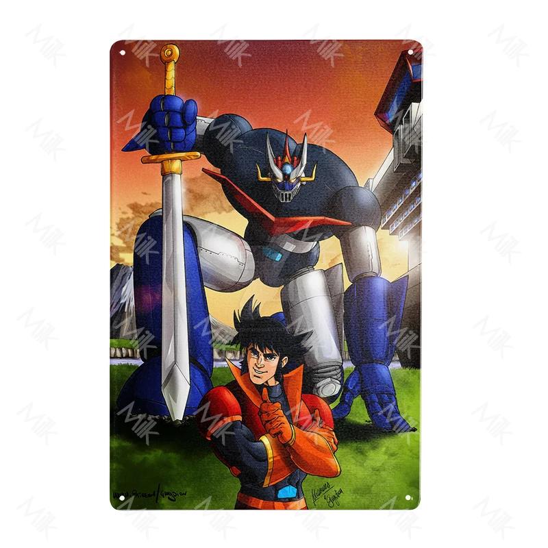 Anime Goldrake Goldorak Mazinger Z Metal Tin Sign Rectangle UFO Robot Grendizer Signs Plaque Bar Cafe Bedroom Wall Art Decor