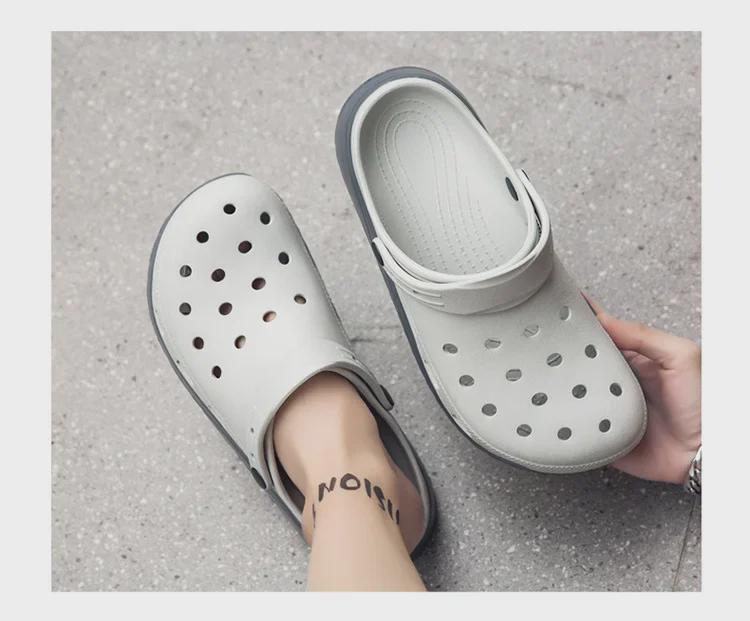 Męskie transgraniczne antypoślizgowe sandały z zakrytymi palcami z grubą miękką podeszwą na lato do użytku na zewnątrz i na plaży.