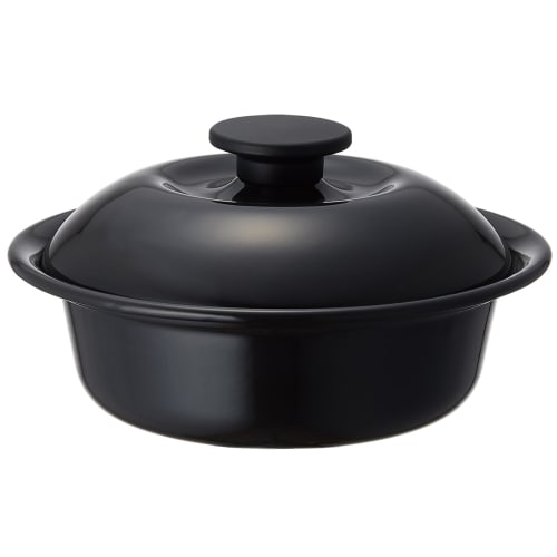 Nodahoro Enamel Heat-Resistant Pot, Small, Gas/IH Compatible, Perfect for Single-Person Ramen and Udon Noodles, Made in Japan, Coconabe, Dark Black, K