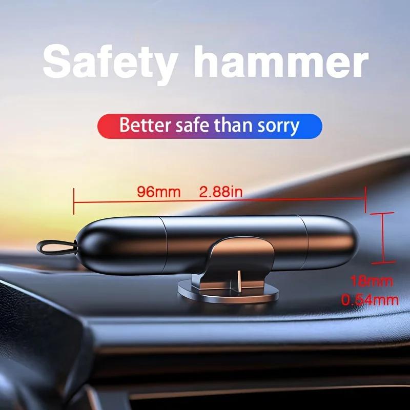 1Pc Car Safety Hammer Auto Emergency Glass Breaker Durable Aluminum Alloy Seat Belt Cutter With Keychain Fit for All Vehicles