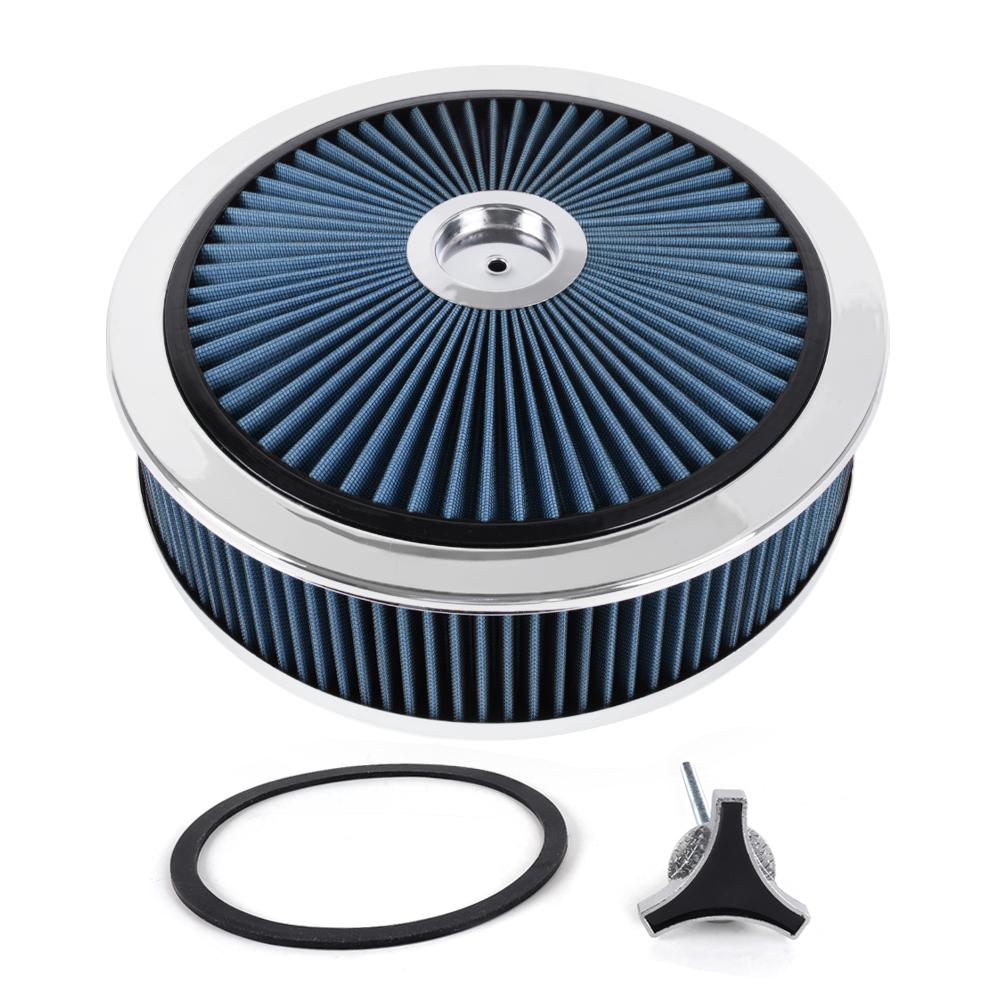 RASTP-14" x 4" Washable Round Super Flow Thru Air Cleaner Filter For 5-1/8 Carb Neck OFI177