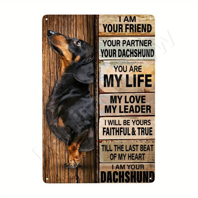 Dachshund Metal Tin Sign, Doberman Dog, Retro Art, Yorkie, Funny Pet Poster, Cafe, Kitchen, Home, Wall Decoration, Plaque Gif
