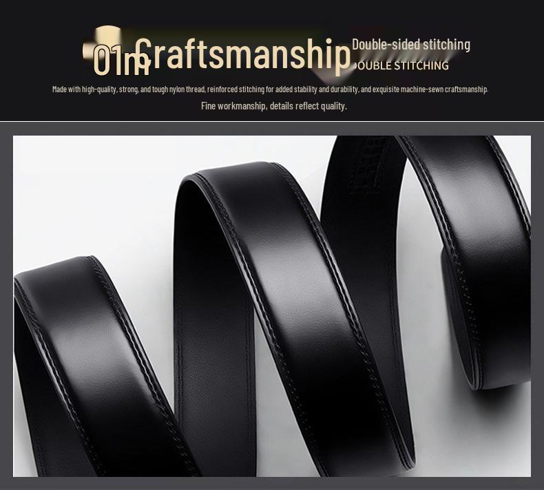 Men's Genuine Leather Belt - Automatic Buckle, Casual Fashion, Business Trousers Style.
