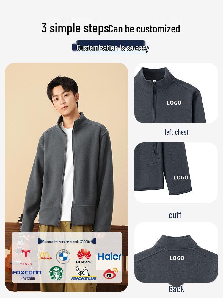 Autumn/Winter Fleece Stand-Up Collar Sweatshirt with Custom Logo & Embroidery