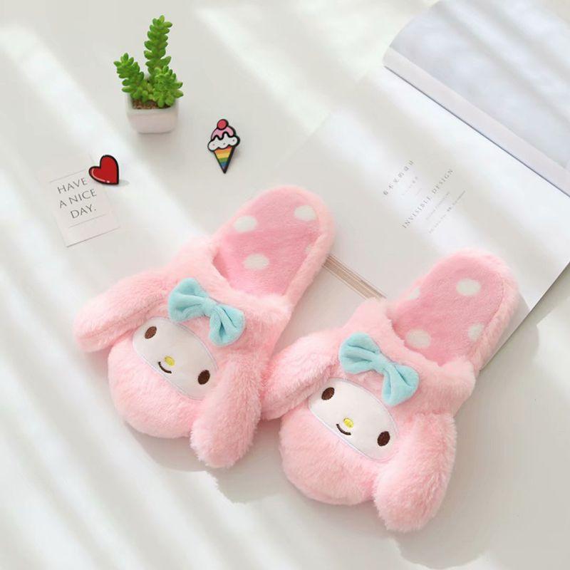 Cozy Kuromi My Melody Warm Indoor Slippers Shoes With Soft Furry Texture