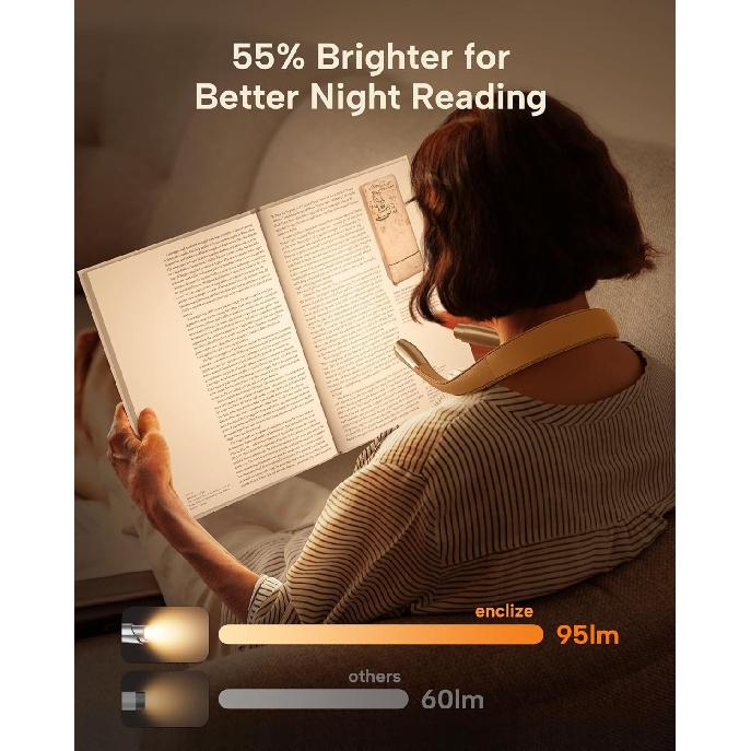 LED Neck Reading Light, Book Light for Reading In Bed, 3 Colors, 9 Brightness Levels, Lightweight Comfortable Design, Long Lasting, Perfect for