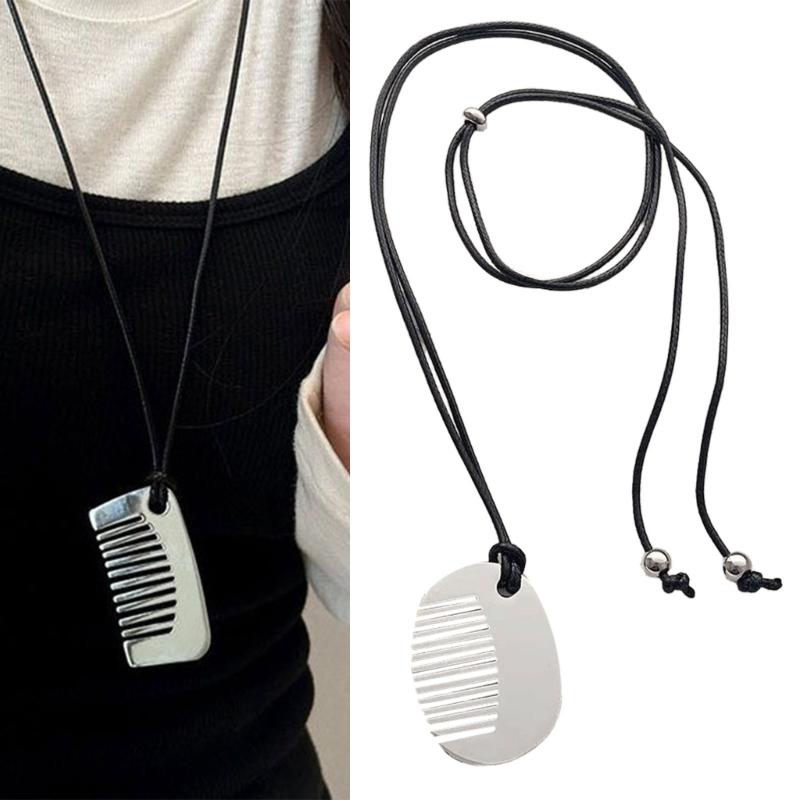 Lightweight Hypoallergenically Comb Necklace With Polished Metal Finish Fashion Accessories For Casual Or Formal Outfits