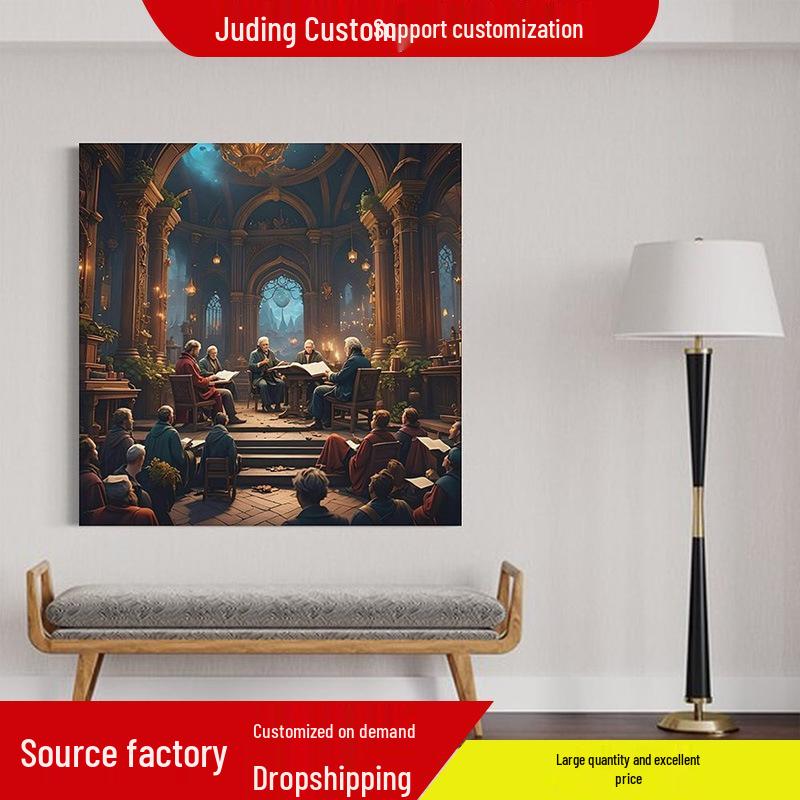 

Frameless The Last Supper Oil Canvas Painting on Solid Wood 12x12 inch (30x30 cm)