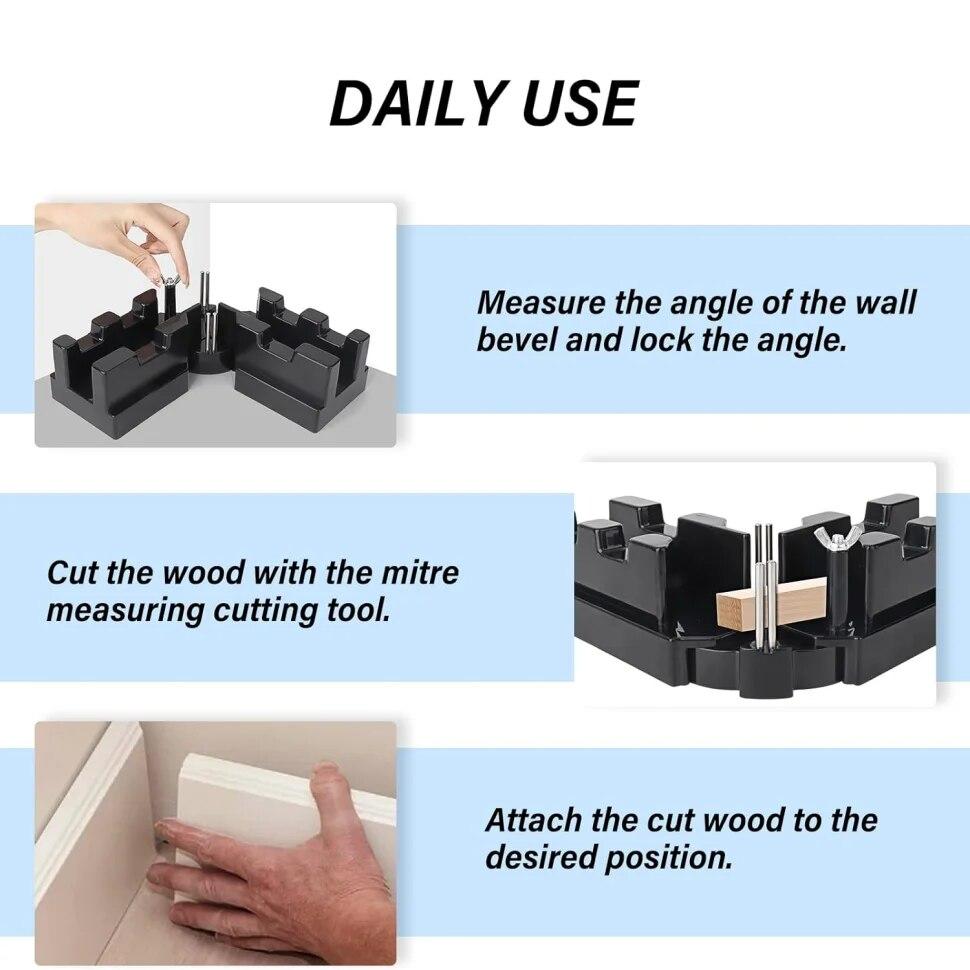 Mitre Measuring Cutting Tool 2-in-1 Measure Bevels and Miter Sawing Angle Cutting For Home Improvement Carpentry Work
