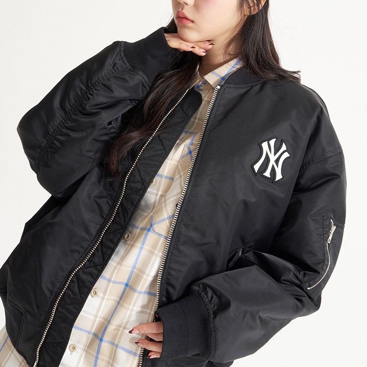 New MLB Base Logo Puffer Jackets Unisex Black 3AJPB0321-50BKS