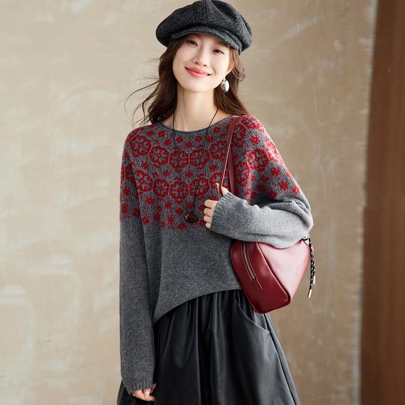 

Srcr Women s Pure Wool Jacquard Knit Sweater M