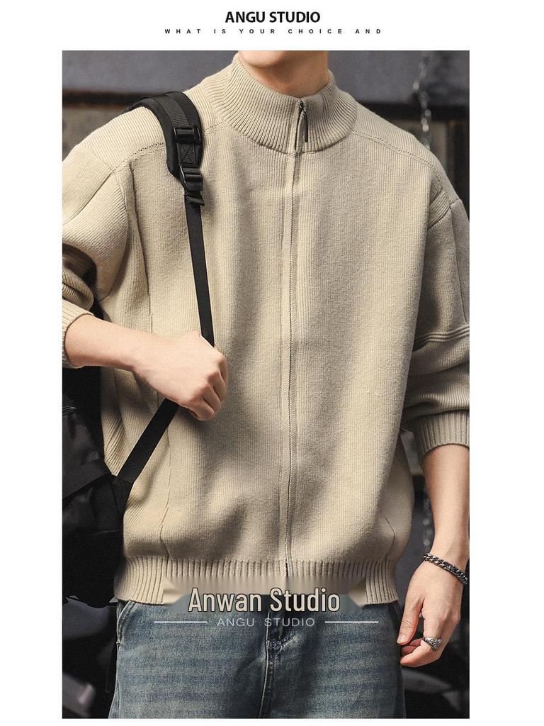 Men's Heavy-Duty Casual Zipper Knit Cardigan Sweater