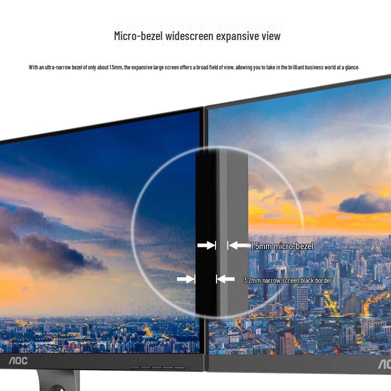 AOC 23.8-inch IPS FHD Monitor with Ergonomic Stand CN Plug (adapter Included)