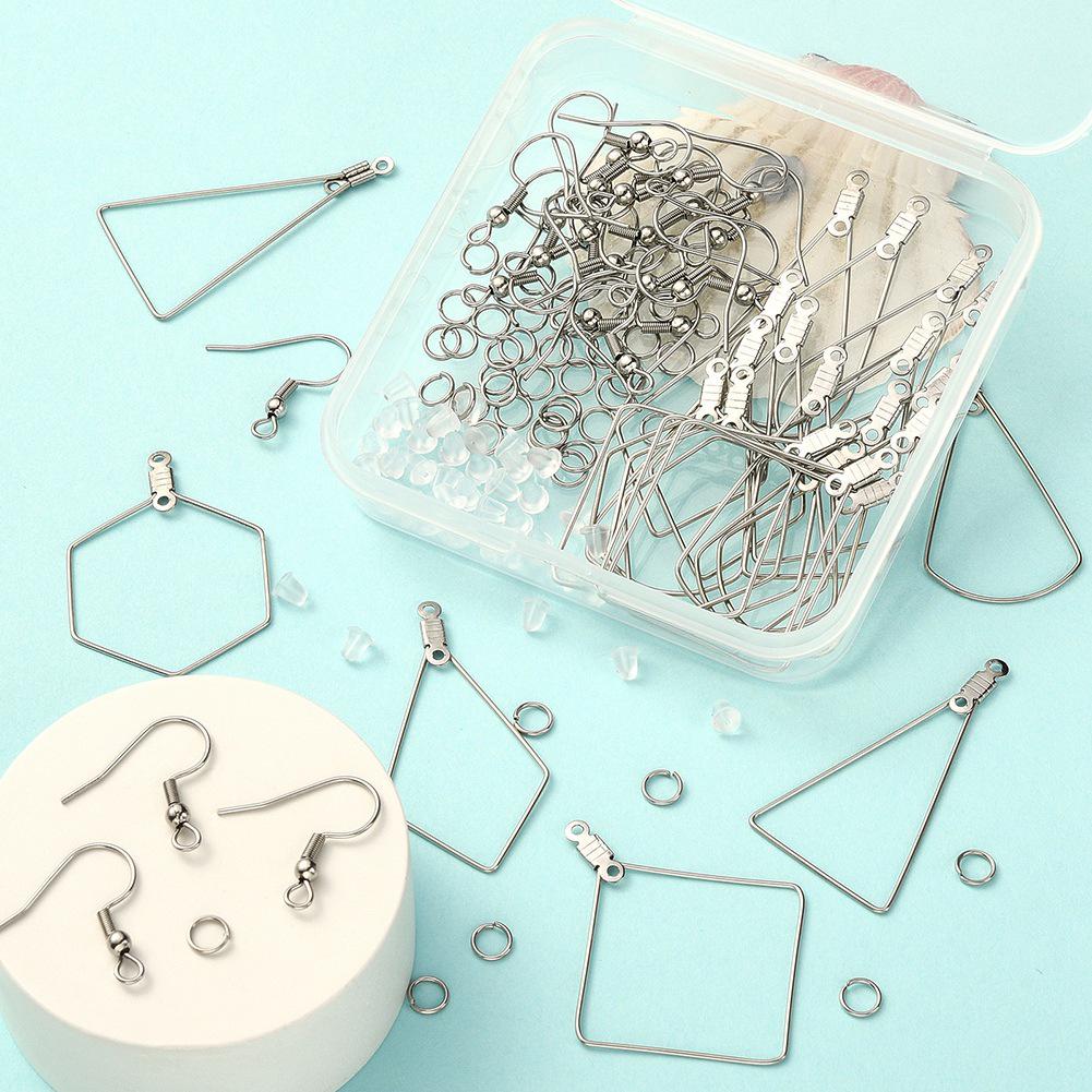DIY Handmade Earrings Jewelry Kit: Stainless Steel Large Ear Hooks & Materials for Self-Made Drops