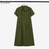 ZANZEA Women Summer Turn Down Collar Loose Casual Short Sleeve Dress