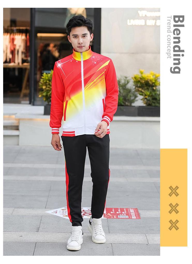 2021 Unisex Spring/Autumn Sports Suit: Long Sleeve Lapel for Running, Casual, Class, or School - Couples' Matching Set