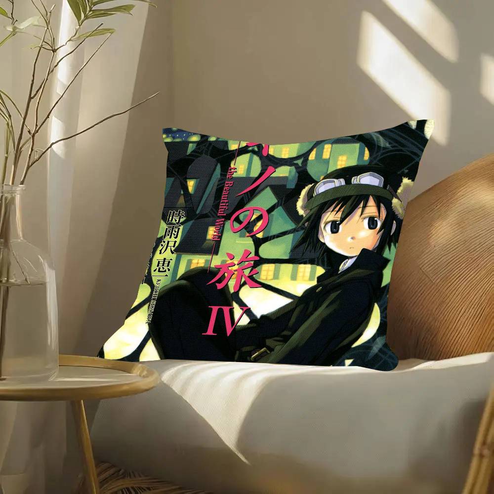 Anime Kino's J-Journey Pillow Case Fashion Square Pillowcase Bedroom Sofa Room Ins Decoration Leisure