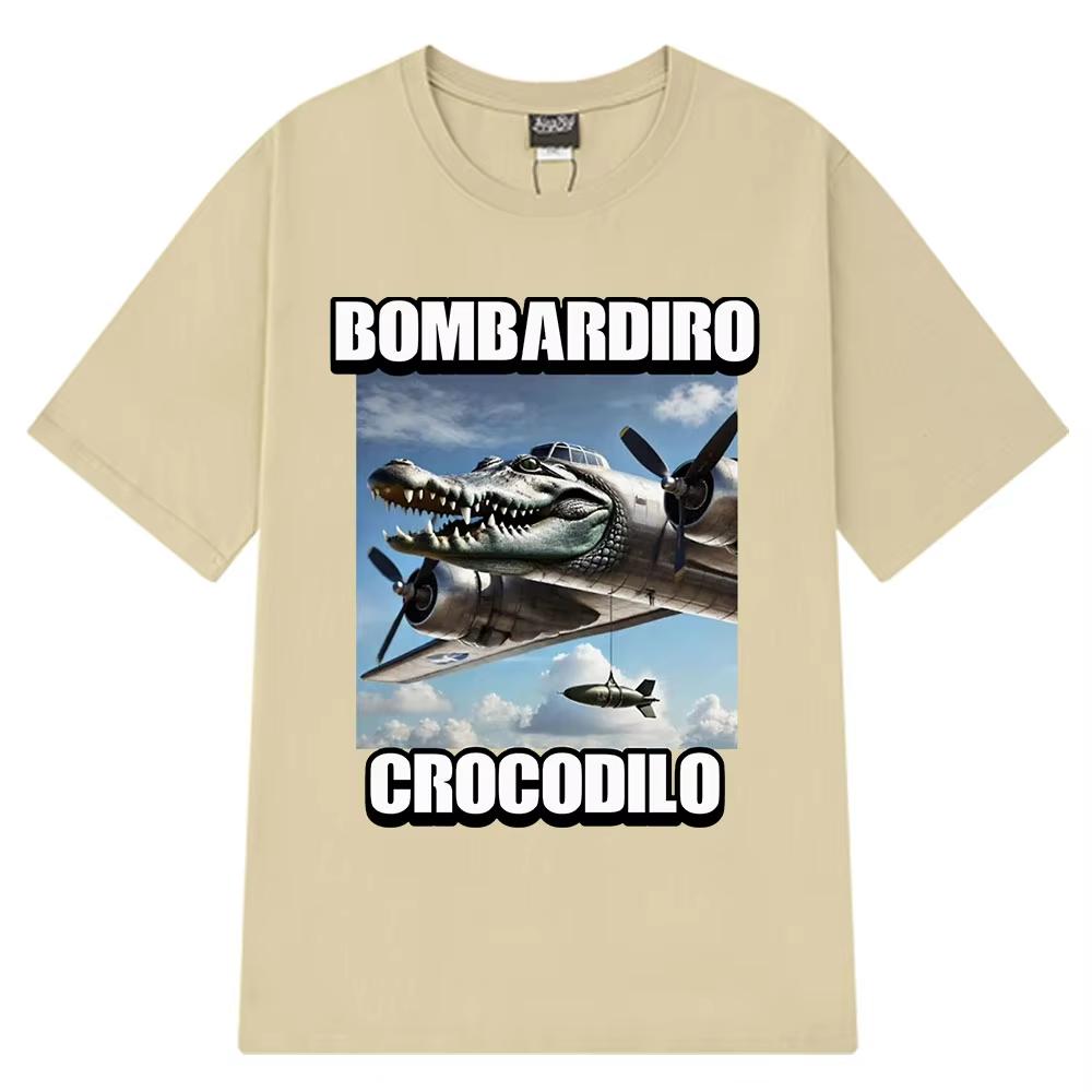 Bombardiro Crocodilo Funny Crocodile Plane Bomber T-shirt Men Women Casual Cotton Short Sleeve T Shirts Comfort O-Neck T-shirts