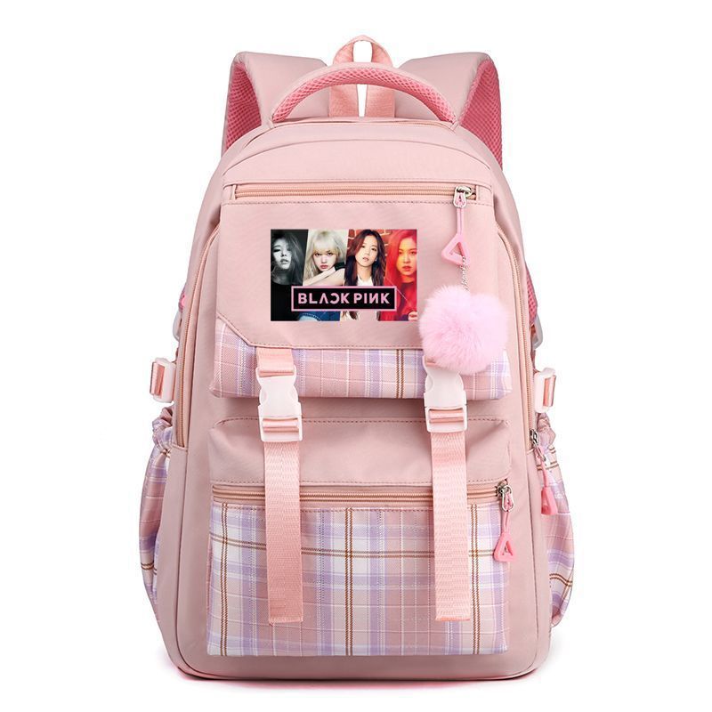 Korean Style Printed Nylon Backpack for Students Large Capacity School Bag Fashionable Commute Shoulder Bag with 15 Inch Laptop Compartment KTB