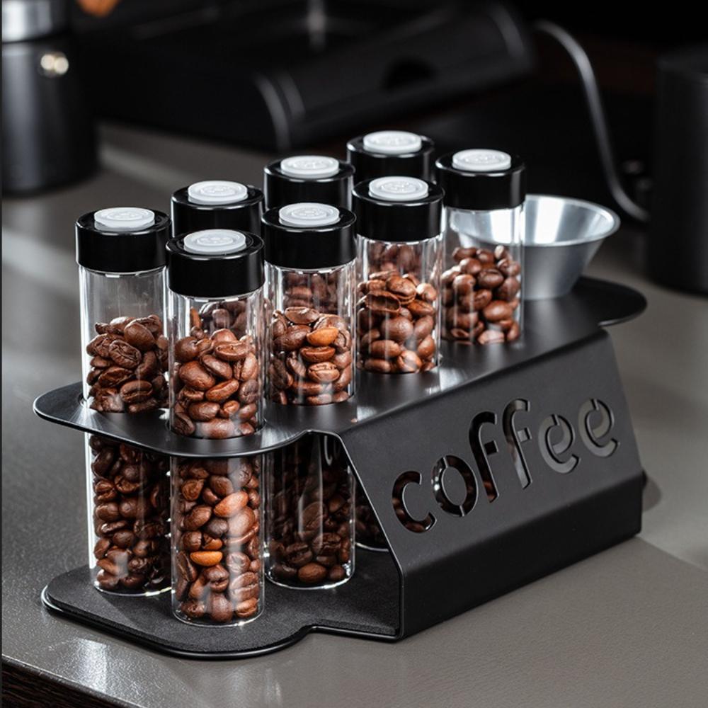 Coffee Bean Sealed Jar Display Rack Transparent Storage Tube with One-way Exhaust Valve Airtight Aroma Jar for Coffee Storage KFS-fc98