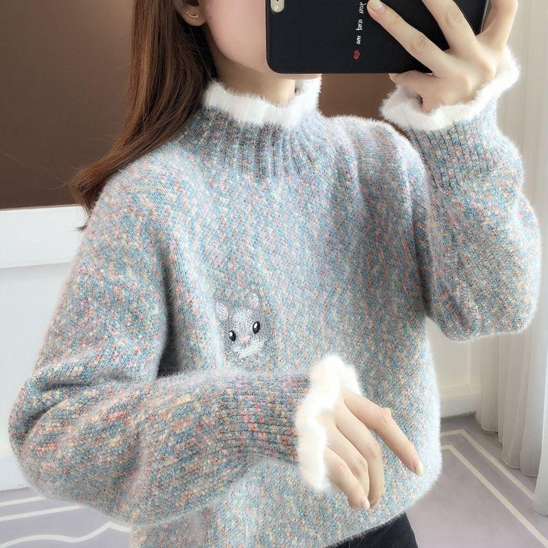 

High-necked Women s Primer Sweater, New Loose and Lazy, Piled and Thickened in Autumn and Winter S